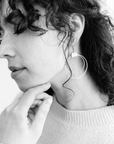 Denim Leather & Brass Circles Earrings