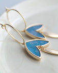 Medium Hoop Earring Marquise Teal Cork