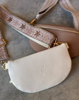 Crossbody Handbag: White Cream Leather