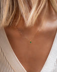 Emerald Petite Oval Necklace | 14k Gold