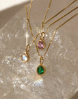 Emerald Petite Oval Necklace | 14k Gold