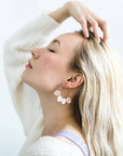 Blush Pink Leather Petal Hoop Earrings