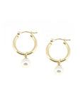 Small Gold Hoop Pearl Earrings