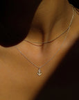 Diamond Anchor Necklace | 14k Gold