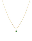 Emerald Petite Oval Necklace | 14k Gold