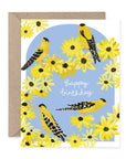 Finch Birds and Yellow Flowers | Greeting Card