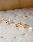 Evil Eye Flat Back Single Stud | 14K Gold