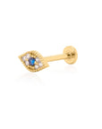 Evil Eye Flat Back Single Stud | 14K Gold