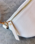 Crossbody Handbag: White Cream Leather