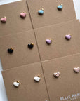 Heart Lilac Ceramic Stud Earrings