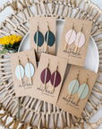 Leather & Brass Petal Bar Earrings | Blush Pink