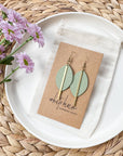 Mint Leather Petal and Brass Bar Earrings
