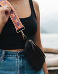 Crossbody Handbag: Black Leather