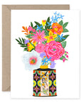 Flower Bouquet in Retro Tin Vase | Greeting Card