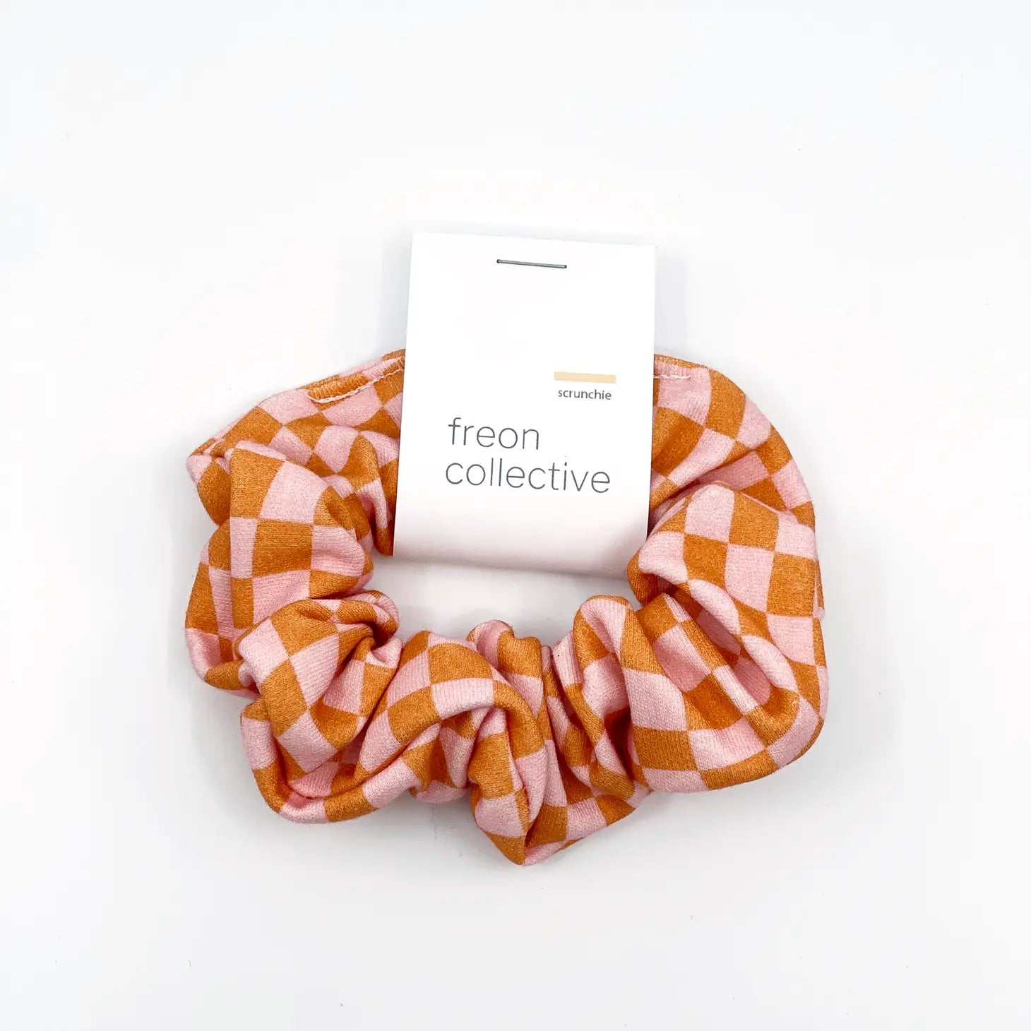 Mauve Checker Organic Cotton Scrunchie