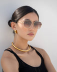 Lea Sunnies: Gold/Brown