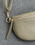 Crossbody handbag green leather purse bum bag