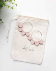 Blush Pink Leather Petal Hoop Earrings