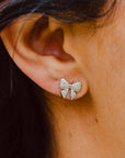 Pave Bow Studs - Gold