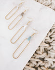 Leather & Brass Oval Earrings | Blue