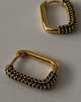 Rectangle Stone Earrings - Black Zirconia