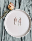 Leather & Brass Oval Earrings | Blush Pink