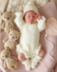 Baby Honey Bear (lavender bow) | Hand-Knit Doll