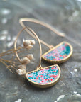 Floral Half Moon Drop Earring