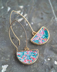 Floral Half Moon Drop Earring