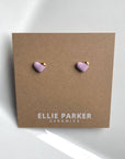 Heart Lilac Ceramic Stud Earrings