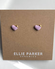 Heart Lilac Ceramic Stud Earrings