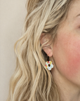 Flower Pendant Hoop Earrings