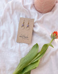Leather & Brass Circle Earrings | Lilac
