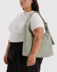 Nylon Shoulder Bag | Sage Stripe