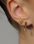 Leaf Drop Earrings- Green Stone