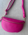 Crossbody Handbag: Pink Leather