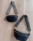 Large Crossbody Handbag: Black Leather