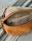 Crossbody Handbag: Rust Brown Suede Leather
