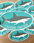 Caution May Bite Sticker