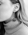 Leather & Brass Sunburst Earrings | Tan Brown