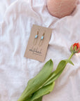 Leather & Brass Oval Earrings | Frost Blue