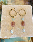Lumina Dangle Hoop | Strawberry Quartz