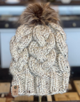Wool-Blend Pompom Hat: Mixed Beige