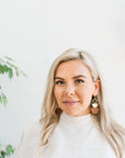 Leather & Brass Stacked Half Moon Earrings | Brown