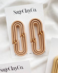 Retro Double Rainbow Clay Earrings | Leather