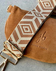 Crossbody Handbag: Rust Brown Suede Leather