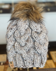 Wool-Blend Pompom Hat: Mixed Grey