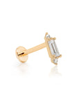 Baguette Flat Back Single Stud | 14K Gold