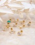 Baguette Flat Back Single Stud | 14K Gold