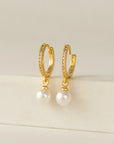 Amari Pearl Huggie Hoop Earrings